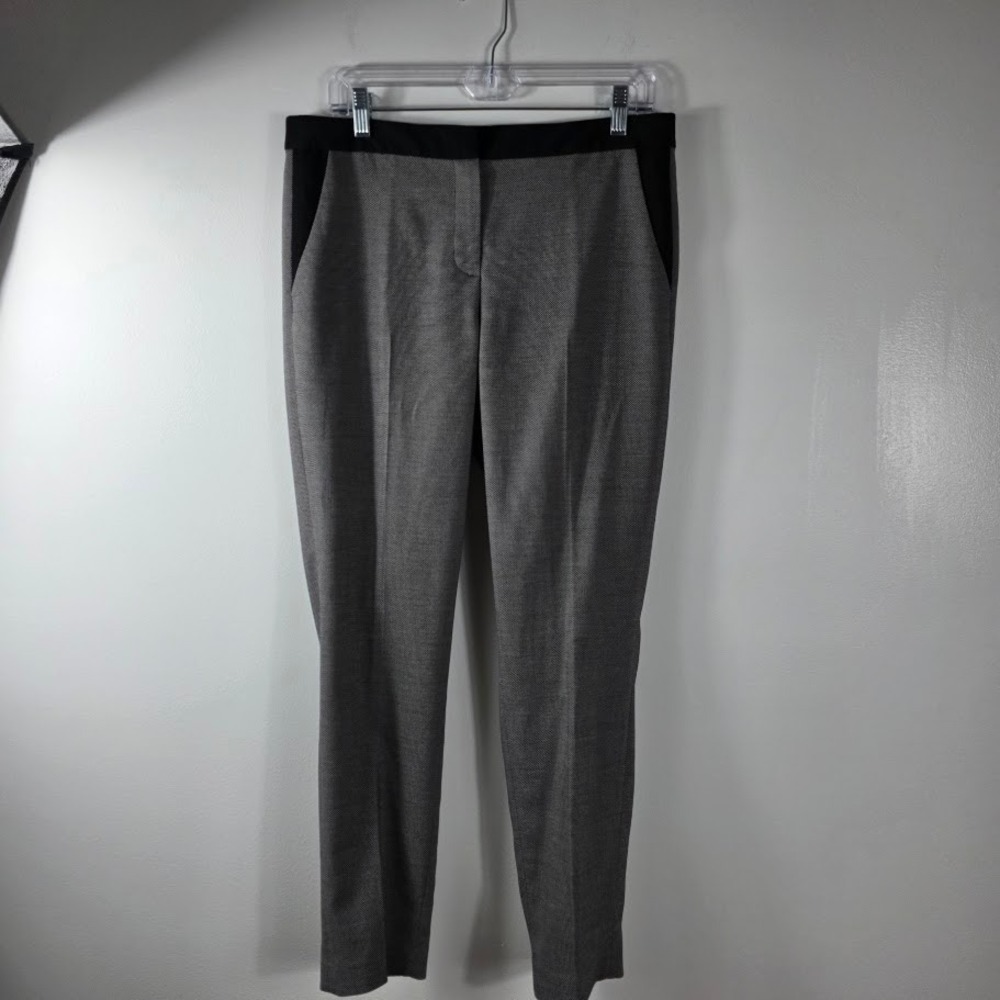 Tahari‎ Women's Black Grey Textured Straight Leg Dress Pants Size 10